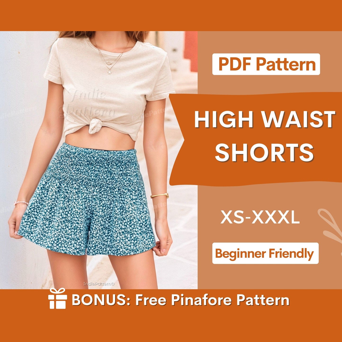 High Waist Shorts Digital Sewing Pattern Comfortable, Chic Shorts