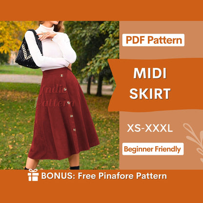 Midi Skirt Sewing Pattern - Stylish, Comfortable, for Women