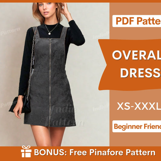 Front Zipper Overall Dress Sewing Pattern | Beginner Project