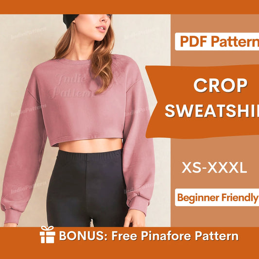 Crop Sweatshirt Sewing Pattern - Easy Pullover for Women