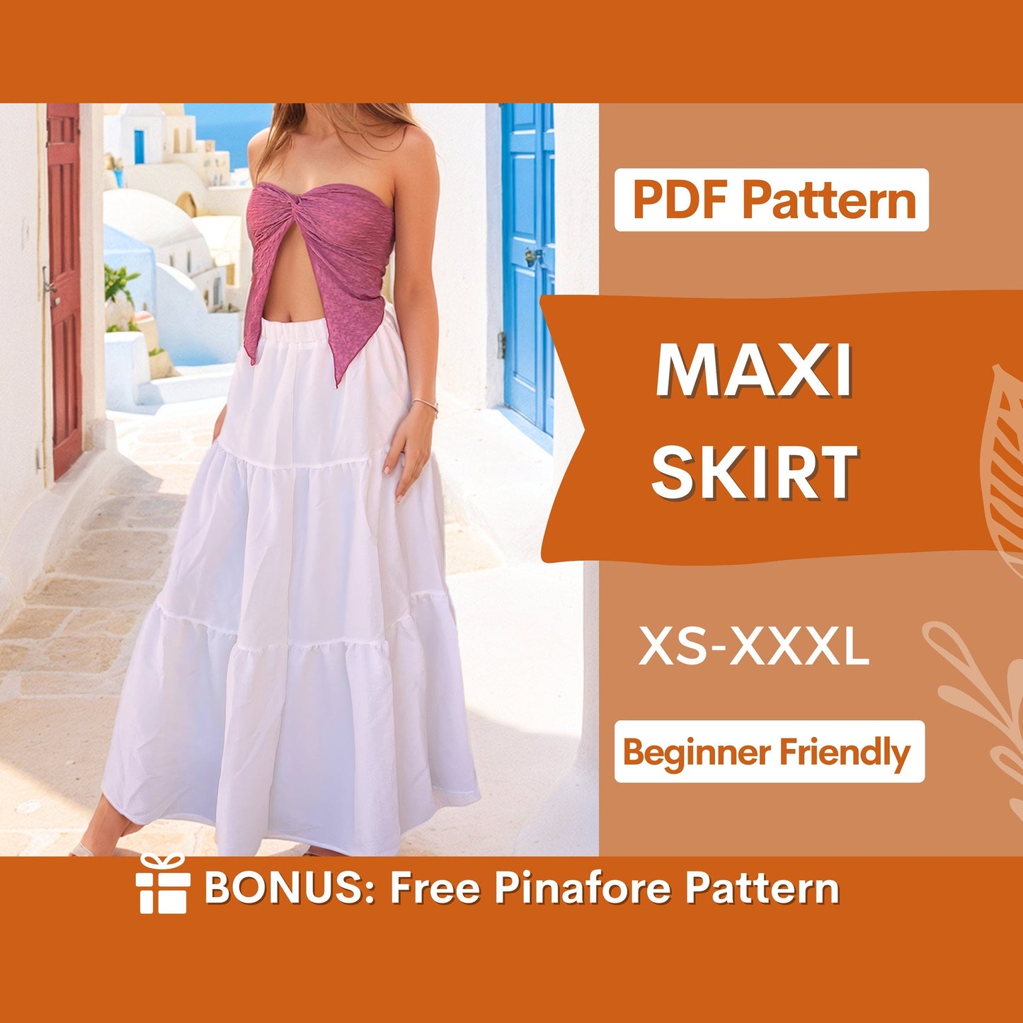 Maxi Skirt Pattern | Long Tiered Skirt Sewing PDF (XS-XXXL)