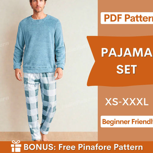 Men’s Pajama Set Sewing Pattern – Easy DIY Loungewear | XS-XXXL Sizes