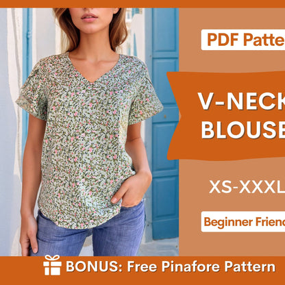 Easy Blouse Sewing Pattern PDF for Women – XS-XXXL Top Pattern