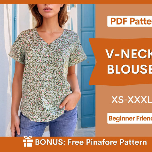 Easy Blouse Sewing Pattern PDF for Women – XS-XXXL Top Pattern