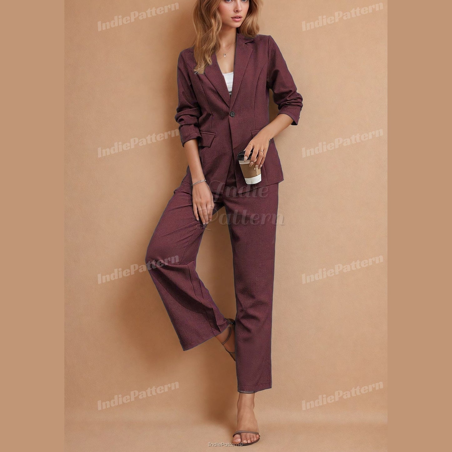 Suit Pants Sewing Pattern - Wide Leg Trouser Design