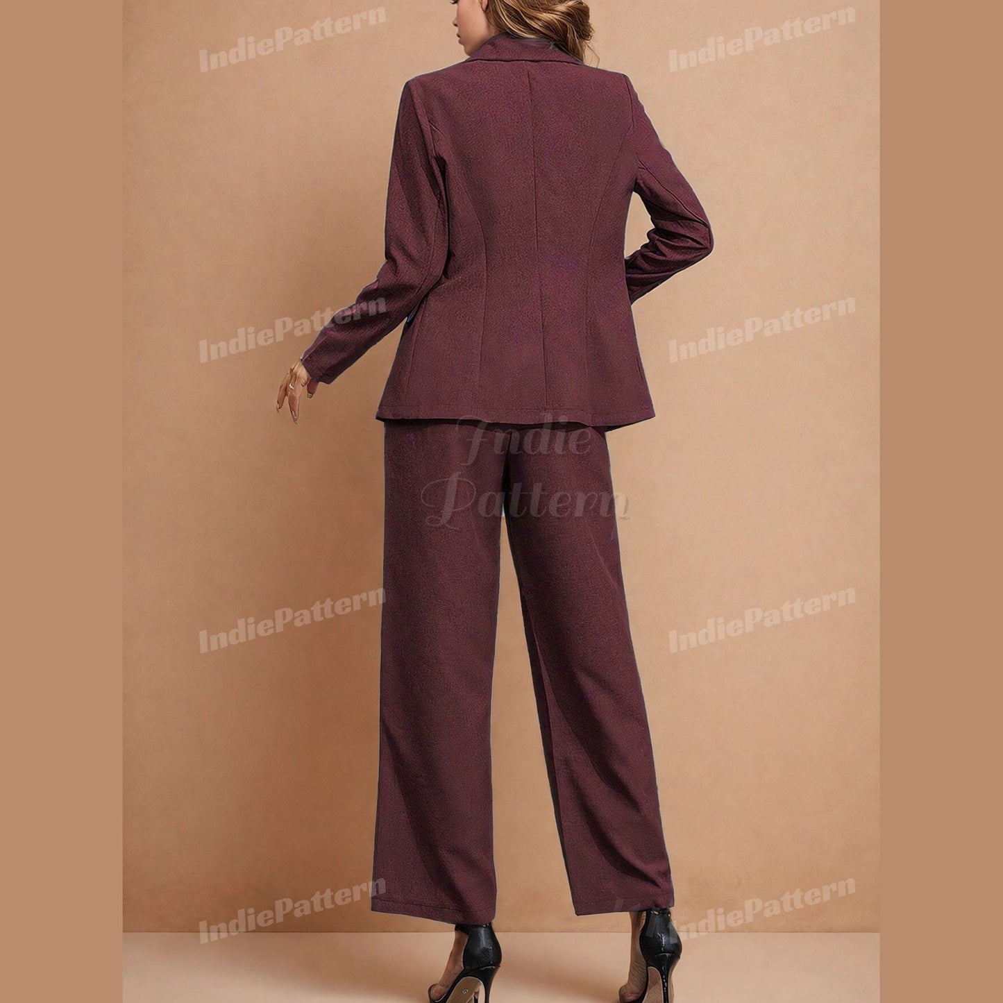 Suit Pants Sewing Pattern - Wide Leg Trouser Design