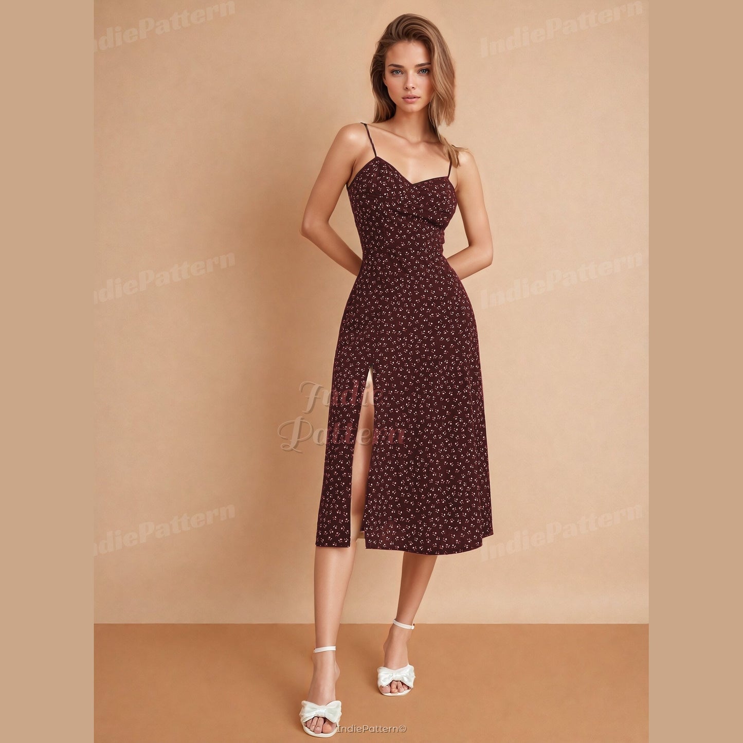 Elegant Slit Dress Sewing Pattern - Stylish & Strappy for Women