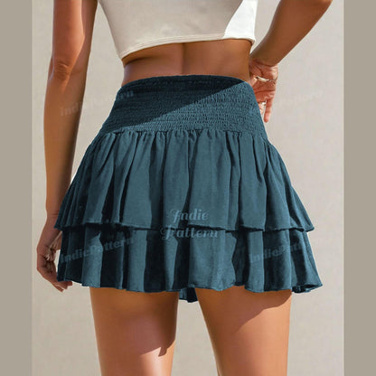 Mini Skirt Sewing Pattern | Shirred High-Waisted Skirt Design