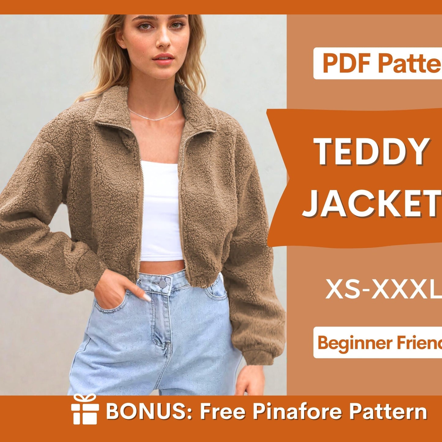 Crop Teddy Jacket Sewing Pattern – Cozy & Stylish Design