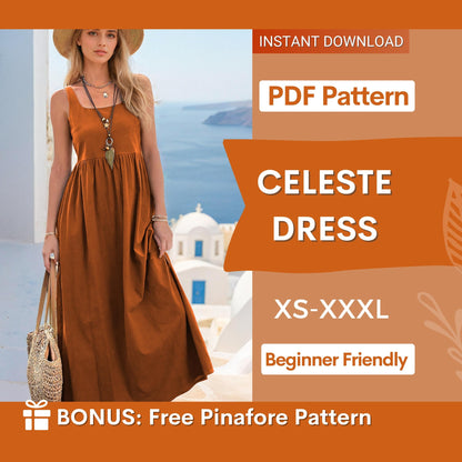 Celeste Dress Sewing Pattern - Sleeveless, Summer Dress for Beginners