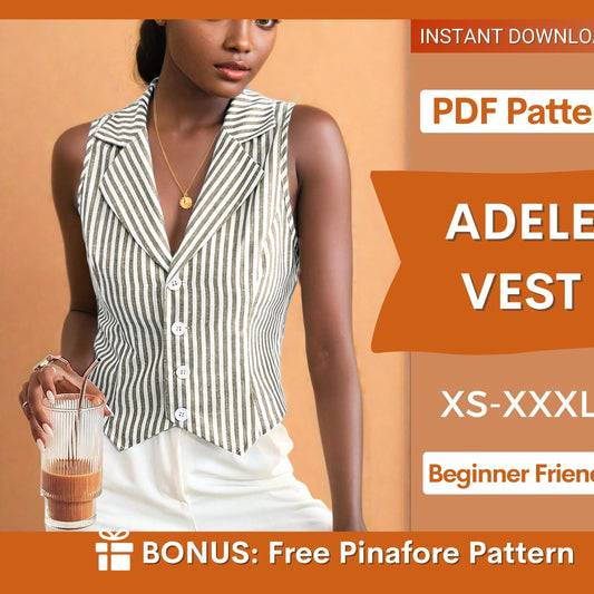 Collared Vest Sewing Pattern - Trendy Waistcoat Design