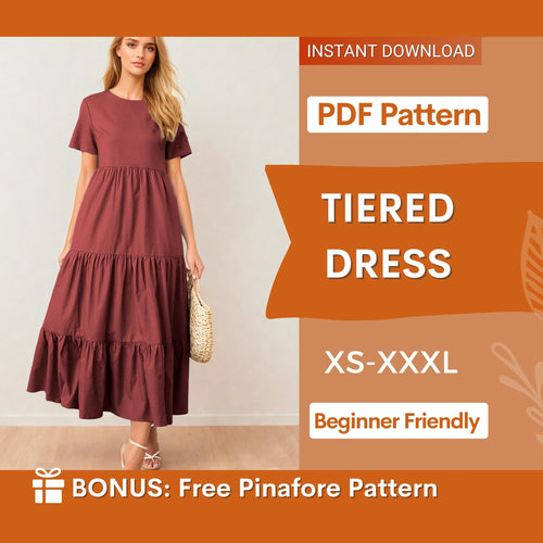 Tiered Casual Dress Sewing Pattern - Comfy Summer Outfit