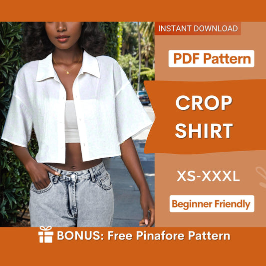 Crop Shirt Sewing Pattern for Women | Easy Shirt Pattern PDF