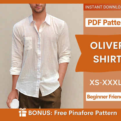 Oliver Men's Shirt Sewing Pattern | Button-Up & Long Sleeve | Easy Guide