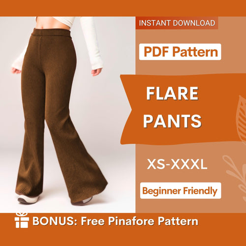 Flare-Leg Pants Sewing Pattern – High-Waisted Style