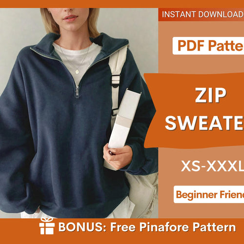 Women’s Zip Sweater Sewing Pattern - Stylish Zipper Design