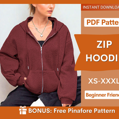 Women’s Zip-Up Hoodie Sewing Pattern - Sweatshirt