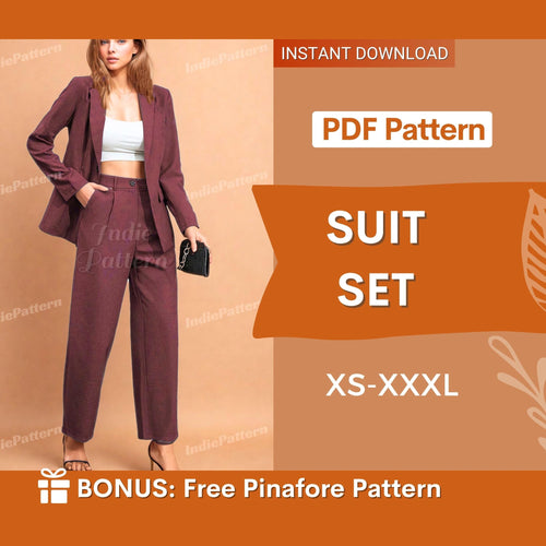 Suit Set Sewing Pattern | Blazer Sewing Pattern | Pants Pattern Women | Suit Pants Pattern |  Women Sewing Pattern | Suit Patterns Women