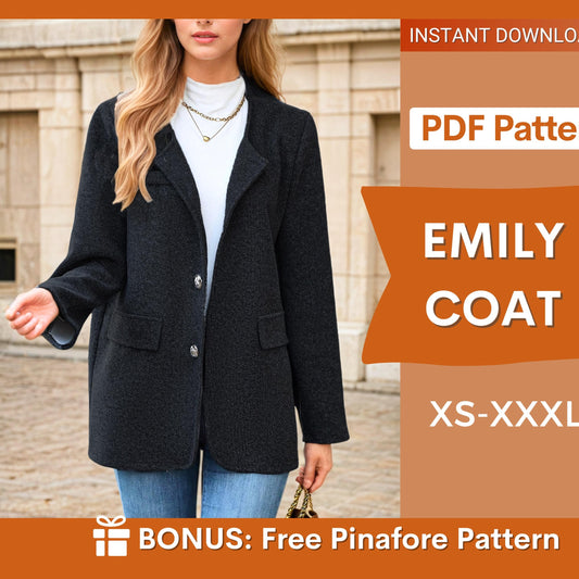 Emily Coat Sewing Pattern – Easy Winter Jacket for Beginners