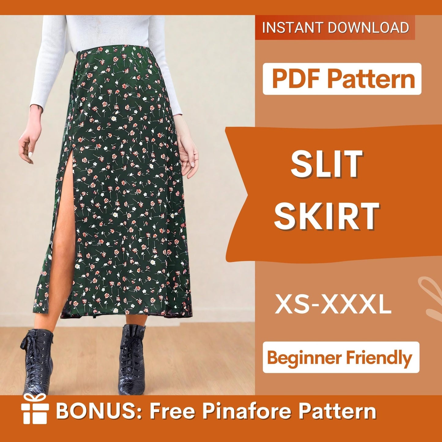 Maxi Skirt Sewing Pattern (XS-XXXL) | Beginner-Friendly PDF Pattern