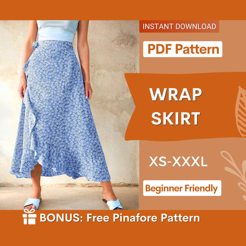 Wrap Skirt Sewing Pattern - Maxi Design with Ruffle Hem