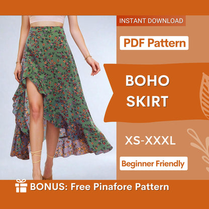 Summer Skirt Pattern - Ruffle Hem Skirt Sewing Pattern for Women