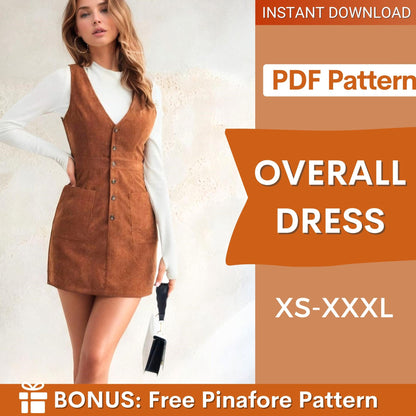 Stylish Overall Dress Pattern | Button-Up Mini Dress Design