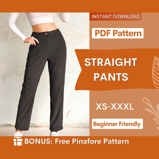 Straight-Leg Pants Sewing Pattern | High-Waisted Women’s Trousers