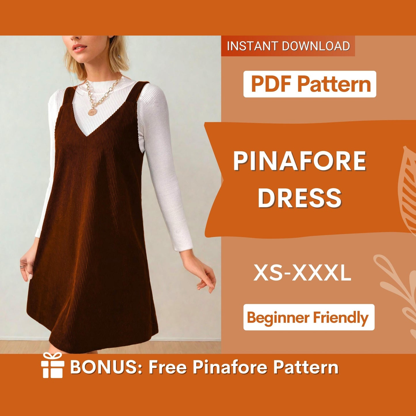 Beginner Pinafore Dress Sewing Pattern | Jumper Overall Dress PDF