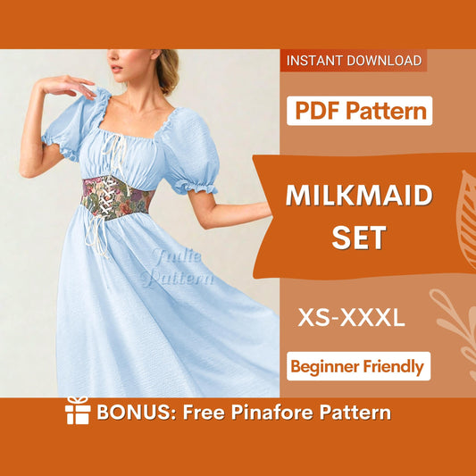 Milkmaid Corset Dress Sewing Pattern | Cottagecore-Inspired Design