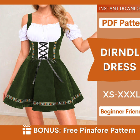 Dirndl Dress Sewing Pattern | Oktoberfest & Cottagecore Dress Pattern for Women