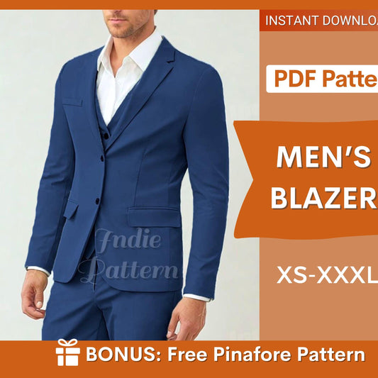 Men's Blazer Sewing Pattern – Stylish Suit Jacket PDF for Intermediate Sewists