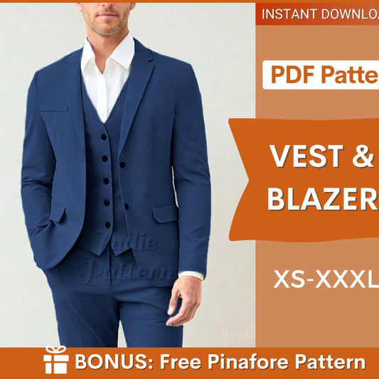 Men’s Blazer & Vest Sewing Patterns – DIY Suit Jacket & Waistcoat | Sizes XS-XXXL