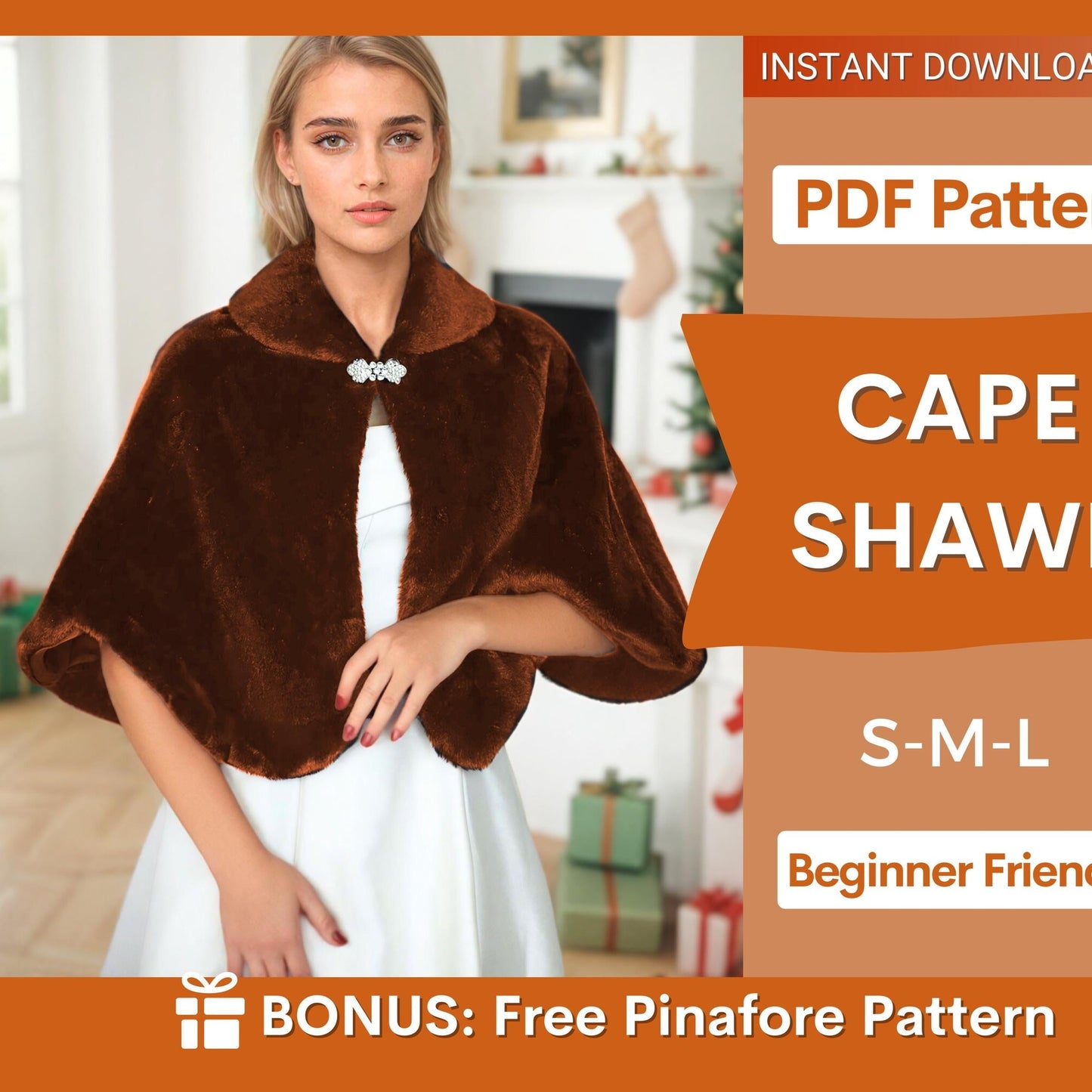 Embrace elegance with this cape shawl sewing pattern. Perfect for beginners, this quick and easy project creates a cozy yet chic piece for any occasion