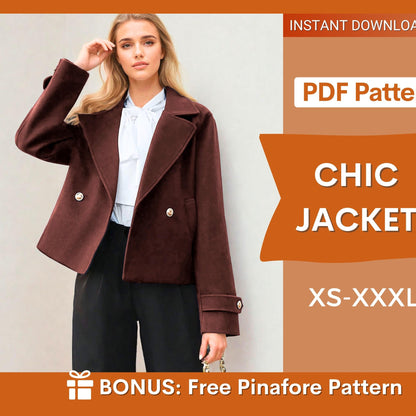 Winter Coat Sewing Pattern - Blazer Style Short Jacket