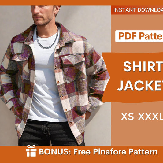 Men’s Shirt Jacket Sewing Pattern – DIY Intermediate Project | Sizes XS-XXXL