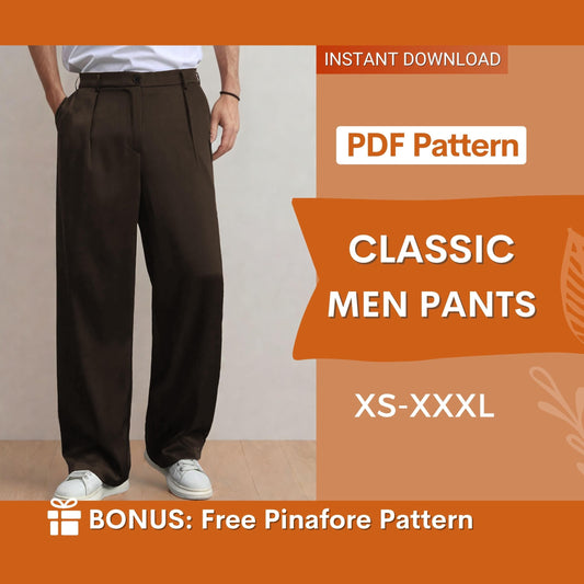 Classic Straight Leg Men’s Pants Sewing Pattern – Easy DIY with Pockets