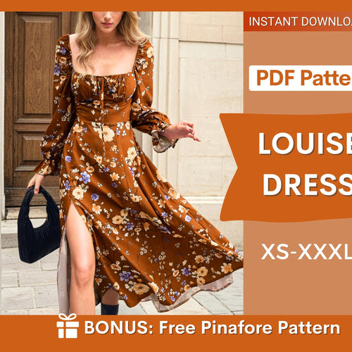 Maxi Dress Sewing Pattern with Slit – Women’s XS-XXXL