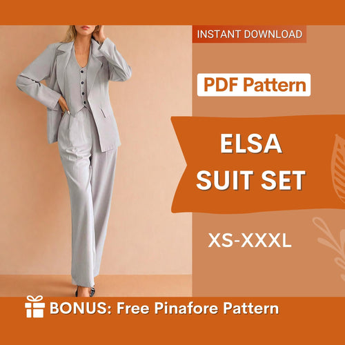 3 Piece Suit Set Sewing Pattern consisting of a Vest, Blazer & Pants