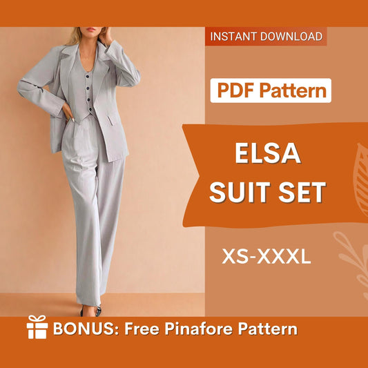 3 Piece Suit Set Sewing Pattern consisting of a Vest, Blazer & Pants