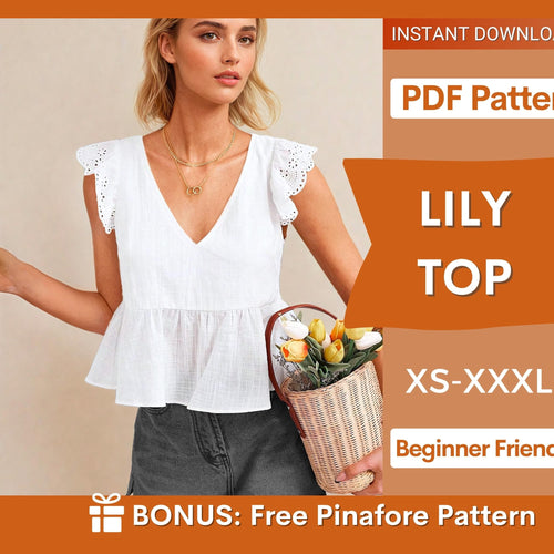 Lily Peplum Top Sewing Pattern | Ruffled Crop Blouse for Women