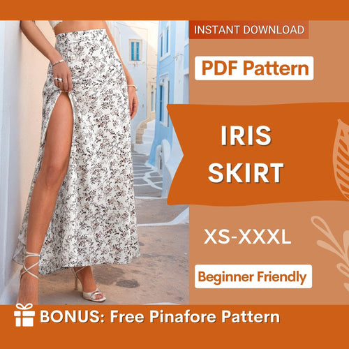 Iris Slit Skirt Pattern for Women - High-Waisted, Perfect for Beginners