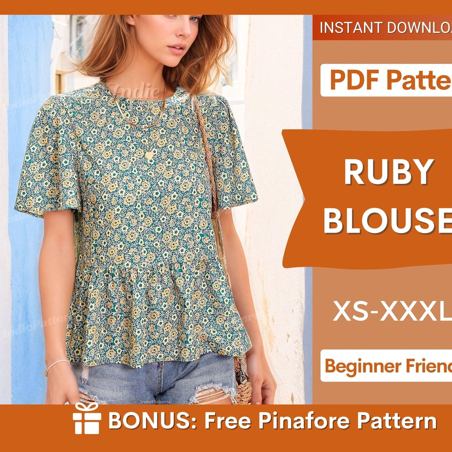 Ruby Blouse Sewing Pattern | Beginner Peplum Top Pattern for Women