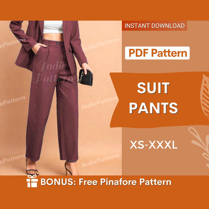 Suit Pants Sewing Pattern - Wide Leg Trouser Design