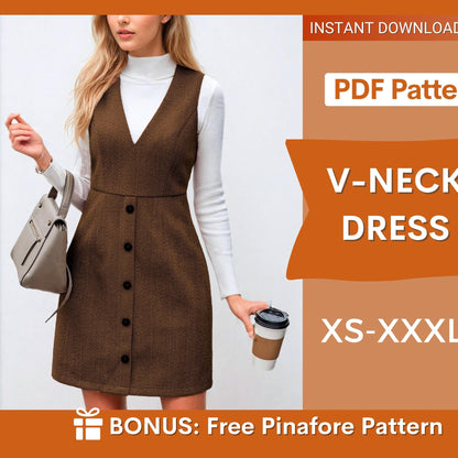 Autumn Overall Dress Sewing Pattern – Short Dress XS-XXXL