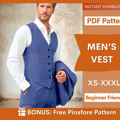 Vest Pattern for Men | Men Sewing Pattern | Waistcoat for Men| Sewing Pattern Vest Men | Top Pattern Men, Suit Pattern Men