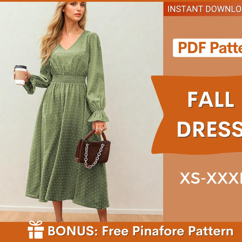 Long-Sleeved Maxi Dress Sewing Pattern – Women’s PDF Guide