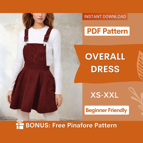 Overall Dress Sewing Pattern, Dress Pattern, Women Dress, Sewing Patterns for Women, Overall Pinafore Dress, Jumper Dress, Dress Sewing