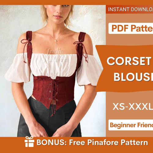 Corset & Blouse Sewing Pattern – Corset Top for Women