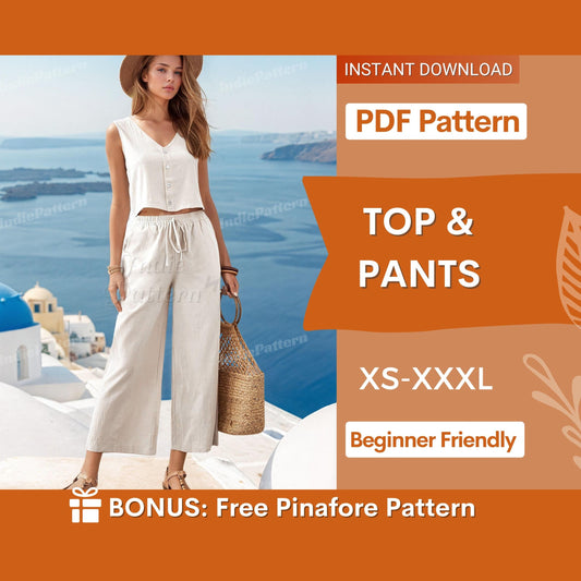 Summer Set Pattern - Wide Leg Pants & Button Top